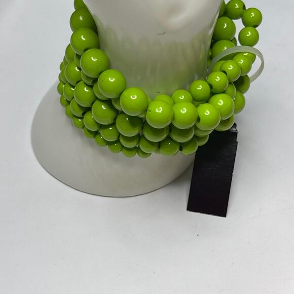 Set of 5 beaded stretch bracelets spring green graduated size beads beading - Picture 7 of 12